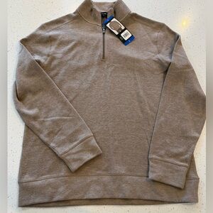 L New Banana Republic Men's Waffle Quarter Zip Pullover Tan Brown Large Sweater